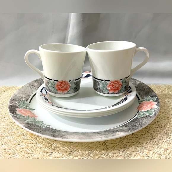 6 PC Corelle set of floral cups and plates - Picture 1 of 6
